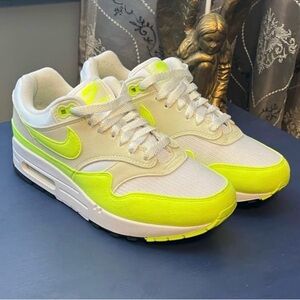 Women’s Nike Air Max White and Neon Yellow Sneakers